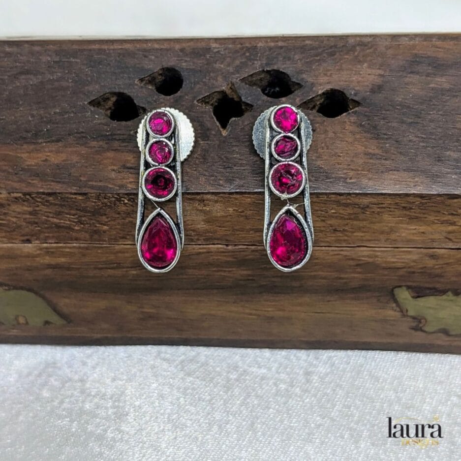 thanu pink stone earrings