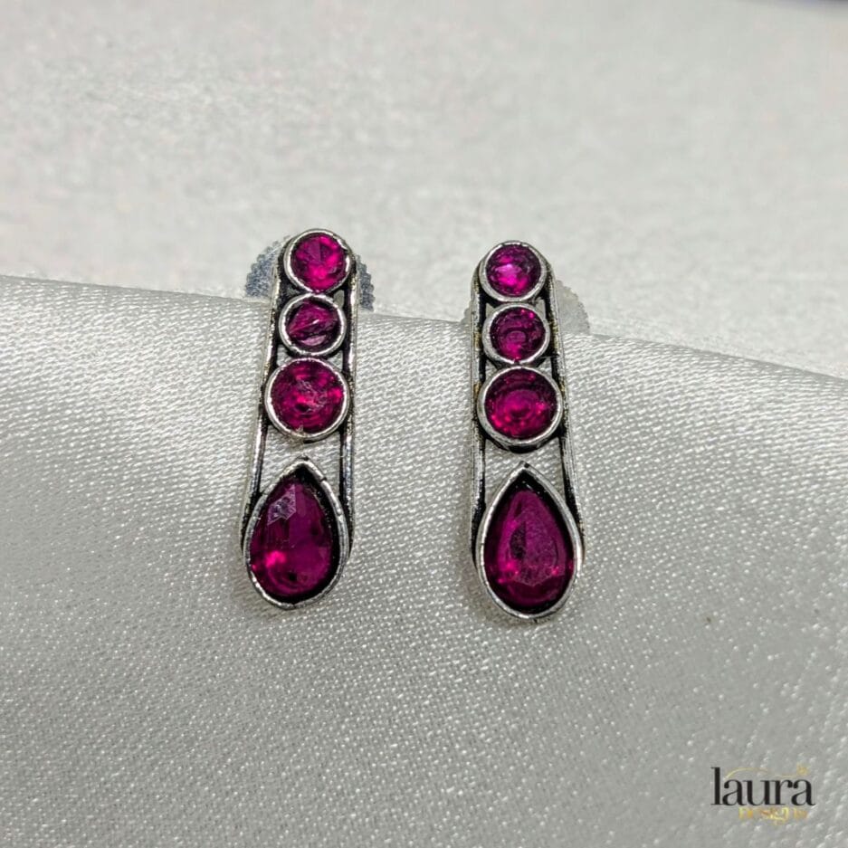 thanu pink stone earrings